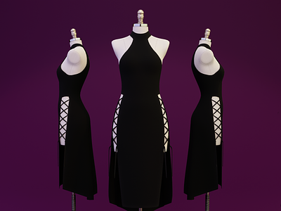 Evening Dress on Dress Form 3D model 3d dress graphic design rich