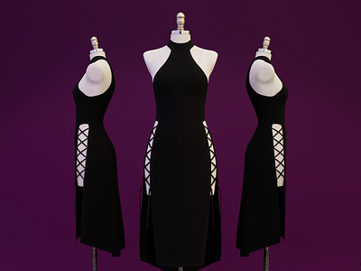 Evening Dress on Dress Form 3D model