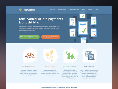TrueAccord illustration user interface website
