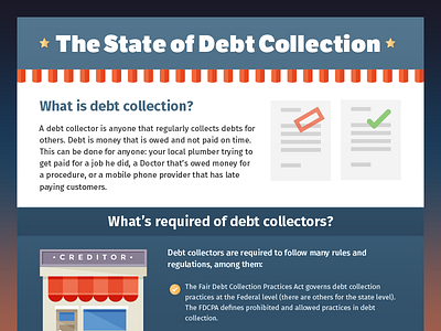 State Of Debt Collection blue debt illustration infographic red white