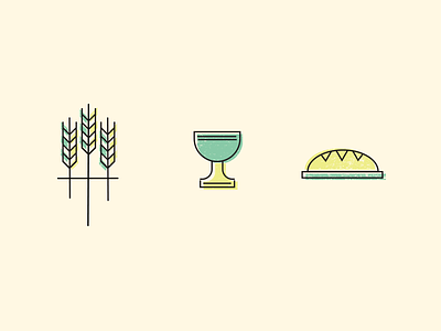 Wheat, cup and bread