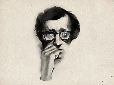 Woody Allen art illustration portrait watercolor