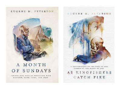 Book series by the preacher and theologian Eugene H. Peterson art book cover illustration watercolor