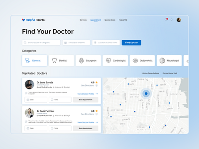 Form to book a medical appointment- Dashboard appointment appointment booking booking categories clean ui dashboard dashboard design design doctor doctor appointment form icons map medical medical app medicine minimal online booking ui ux