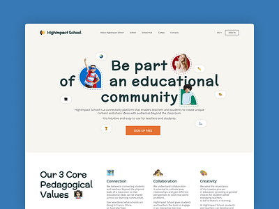 Educational connectivity platform design design agency education landing page main page minimal public page school school app ui ui design ux