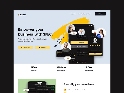 SPEC - Website Home Page design hero screen hero section home page interface main page minimal ui ux web web design web marketing user experience website