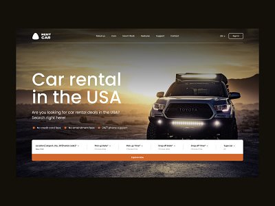 Rent cars - Main Page agency booking car cars booking concept design main page main screen minimal rent a car rent booking rent cars ui ui design uiux ux ux design