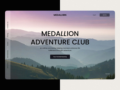 MEDALLION - Main Screen adventure agency community design main page main screen minimal screen travel trend trip typography ui ui design uiux ux ux design web site