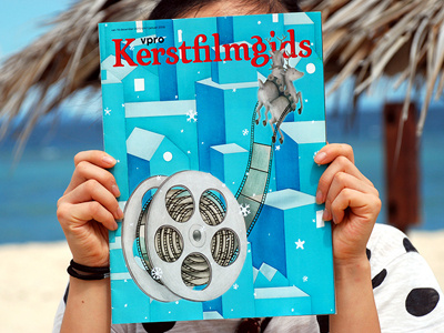 Kerstfilmgids christmas cover editorial film guide holidays illustration