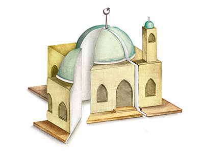 Islam editorial illustration islam mosque