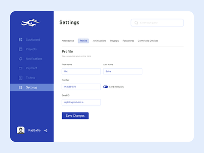 Settings Page - Employee Dashboard