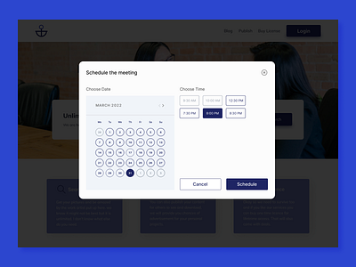 Schedule blue dailyui dark theme dashboard design design ui dezele freelancer designer google interaction design meeting pop up schedule ui ui designer ui expert ui ux designer user interface designer userexperience ux