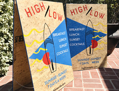 HIGH/LOW - Sandwich Boards a frame hand painted sandwich board sign graphics sign painter sign painting