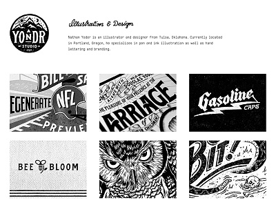 Yondr Studio clean illustration minimal portfolio typography website