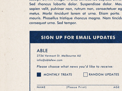 Email Sign Up css design email form futura html paper texture vintage web