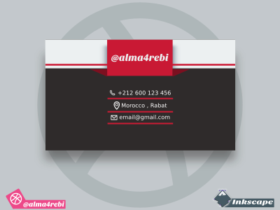 Flat B02 Black and Red Business Card in inkscape
