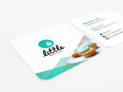 Little Babycakes Business Cards business card cupcake food logo minimal round social square teal
