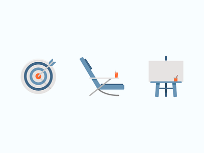 Illustrated Icons blue bullseye easel icons illustration minimal orange simple symbols target