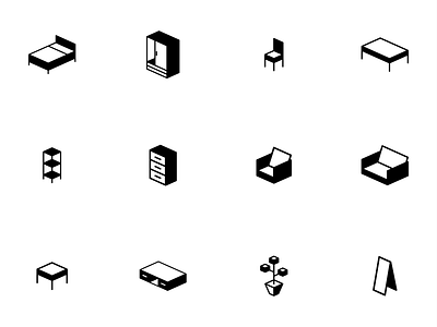 Furniture Isometric Icon (Glyph)