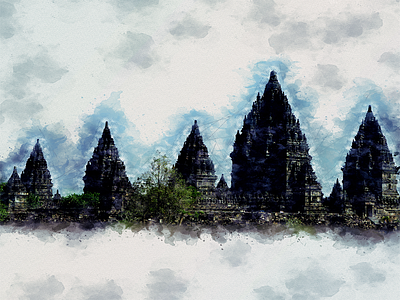 Prambanan Temple-Watercolor Sketch building graphic watercolor design watercolor sketch