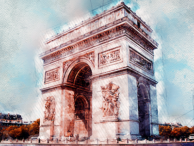 Arc de Triomphe - Watercolor Sketch building graphic watercolor design watercolor sketch