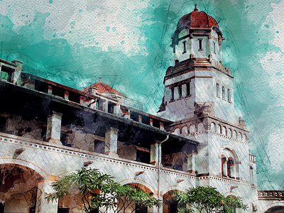 Lawang Sewu - Watercolor Sketch building graphic watercolor design watercolor sketch