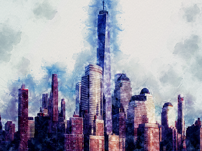 New York Watercolor Building Sketch building graphic watercolor design watercolor sketch