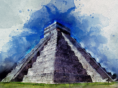 Yucatan Watercolor Building Sketch