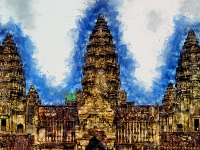 Krong Siem Reap Watercolor Building Sketch building graphic watercolor design watercolor sketch