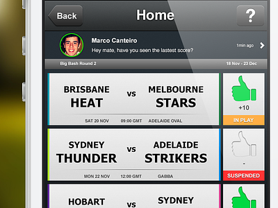 iPhone App test cricket sport
