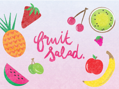 Fruit Salad fruit fruit salad handdrawn pink typography vector