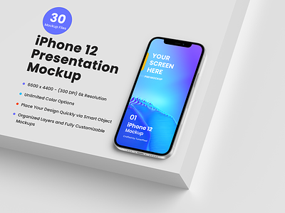 iPhone 12 Mockup - 30 Highly-Detailed PSD Mockups Scenes