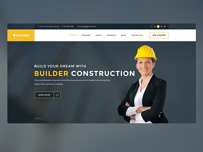 Builder agency clean construction creative modern photoshop portfolio psd themeforest web design web ui