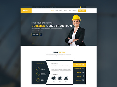 Builder Multi Purpose Construction Psd architecture building clean company construction constructor contractor corporate creative flat design modern plumber