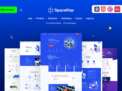 SpaceMax - Multipurpose HTML Landing page agency app blockchain bootstrap creative crypto currency eco finance html sass software