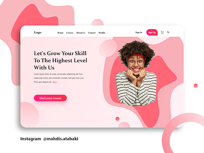 Online course website UI design course design designer e learning landing page minimal minimalist online course pink ui uidesign web design