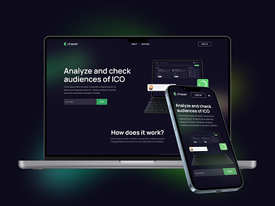 Chaser — analyze and check audience of crypto startups branding crypto design logo minimal startups ui ux web webflow гч