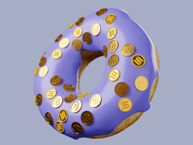 🍩 Tony's Donuts #09 - Bitcoin & Solana Donut - NFT Collection 3d animation bitcoin donut gif motion graphics nft nft donut sneptube solana