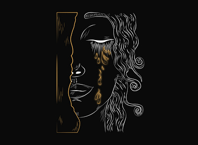 Golden Tears adobe illustrator art design drawing flat illustration minimal vector web