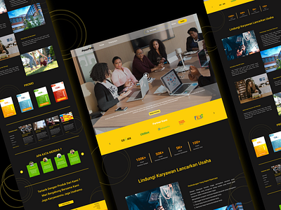 Landing Page of Insurance Website black corporate health insurance insurance landing page ui uiux ux web yellow