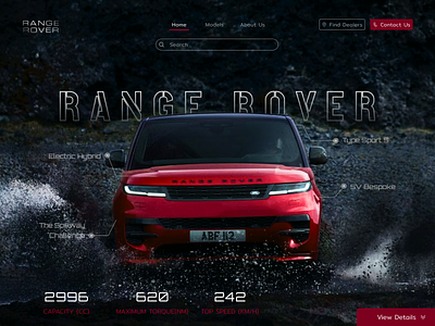 range rover's car dealer dailyui dealer home landing page outdoor range rover sell sport sporty uitrending view details website