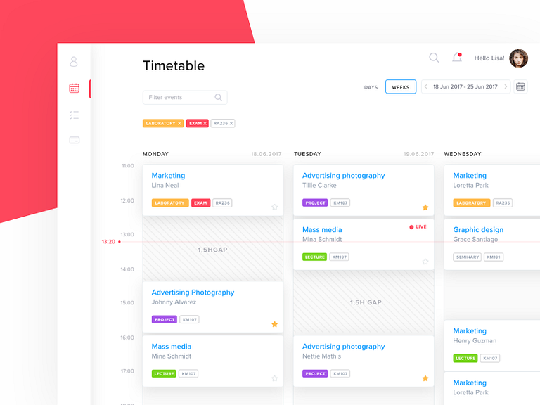University Timetable by Bartek Pierzchała on Dribbble