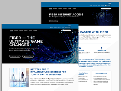Fiber Internet Homepage & Secondary Page fiber internet homepage interactive design modern design redesign ui ui design ux web design website