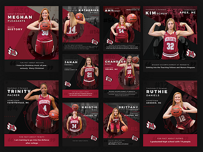 Player Profiles basketball basketball design college graphic design graphics instagram social media social posts womens basketball