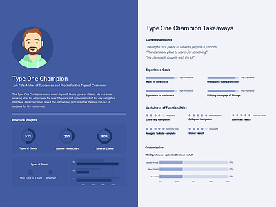 Persona 1/4 - Type One Champion avatar charts data analysis data viz graphs persona ux ux design ux research