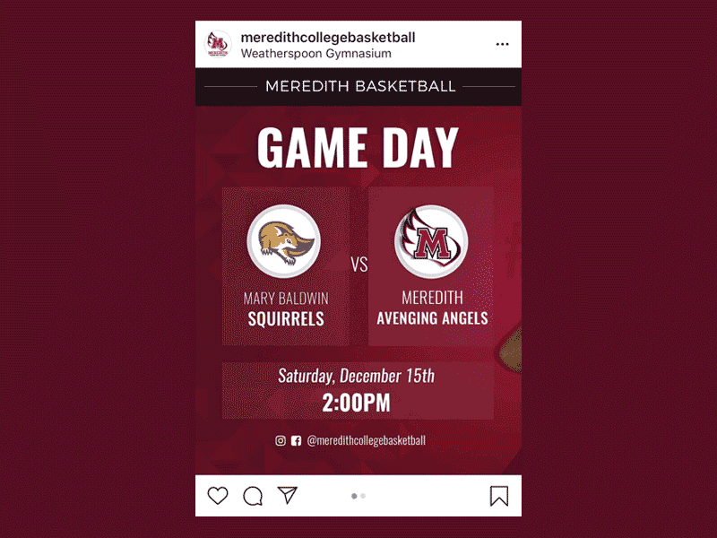 Meredith College Basketball Instagram Graphic