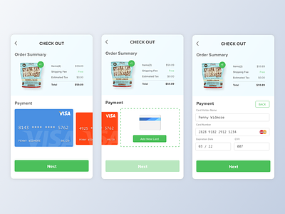2 Credit Card Check Out add card challenge check credit daily dailyui out ui visa