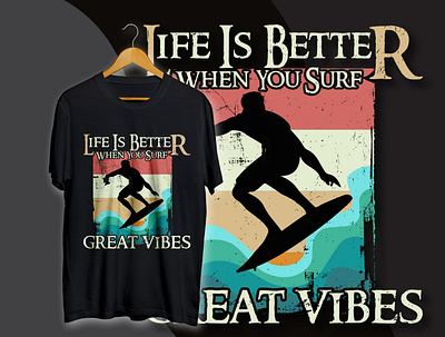 Surfing t shirt design creative t shirt custom t shirt graphic design logo retro vintage surfing t shirt t shirt design t shirt designer tshirts vintage design