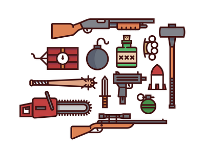 Weapons gun icons illustration knife weapons