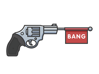 Bang! bang fake gun flag gun icon illustration